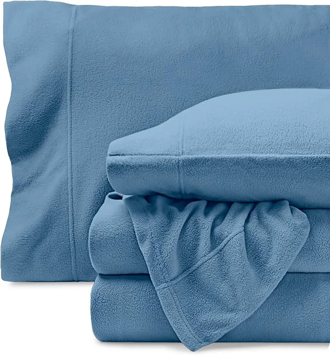 Premium Bare Home Super Soft Fleece Sheet Set – Full Size – Extra Plush Polar Fleece No-Pilling Bed Sheets – All Season Cozy Warmth Full Coronet Blue Exclusive