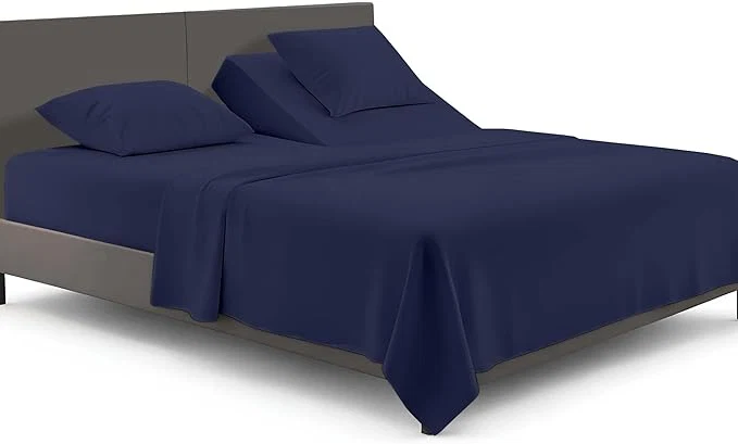 Dependable SGI bedding Adjustable Split Head Flex Top Queen 36 quot Microfiber Sheet Set – Ultra Soft Cooling amp Deep Pocket 15 Fitted 4-Piece Breathable amp Durable Bedding Set for Split Queen Beds -Navy Blue Practical