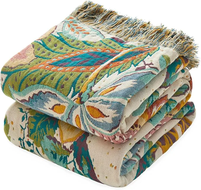 Elegant MSGKV Boho Throw Blanket for Bed Couch Cotton Blanket 60 quot x80 quot Spring Breathable Farmhouse Lightweight Muslin Blankets Home Decor Classic