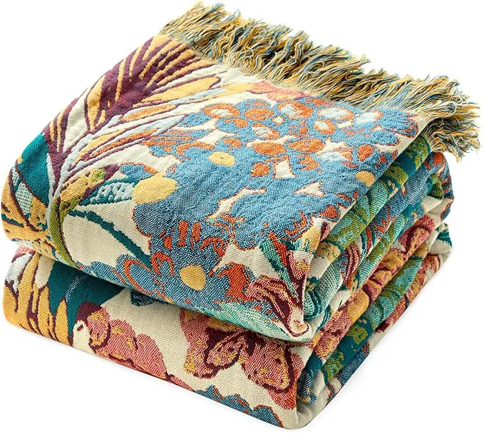 Casual MSGKV Boho Throw Blanket for Bed Couch Twin Size Cotton Vine Blanket 60 quot x80 quot Couch Muslin Spring Breathable Lightweight Farmhouse Blankets for All Seasons Home Decor Recyclable