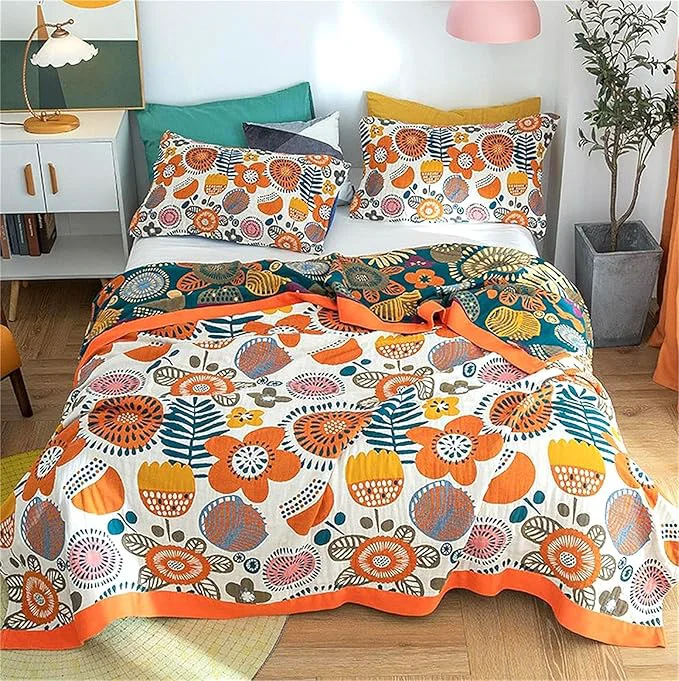 Reusable Throw Blanket Queen Size Fall Blanket for Couch Bed 80 39 39 x90 39 39 Cotton Woven Muslin Blankets Travel Soft Warm Mexican Blankets Boho Quilt Home Decor for Women Superior