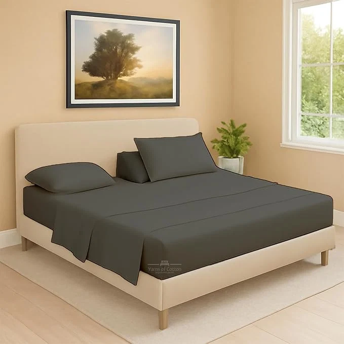 Advanced Split Head Flex 1 Qty Fitted Sheet for Adjustable Bed King 34 quot Split Down from The Top Egyptian Cotton 600 Thread Count 18 quot Deep Pocket Super Soft Wrinkle Dark Grey Smart
