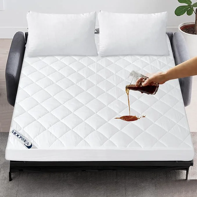 Pure Waterproof Sofa Bed Mattress Protector Pad Absorbent Queen Sleeper Sofa Mattress Topper Cover Quilted Fitted Mattress Protector 60 quot x72 quot White Outstanding
