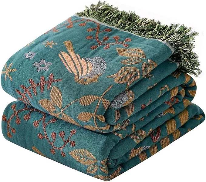 Easy-to-Use MSGKV Boho Throw Blanket Cotton Blankets for Bed Couch 60 39 39 x80 39 39 Spring Breathable Farmhouse Bird Blankets Quilt Muslin Home Decor Practical