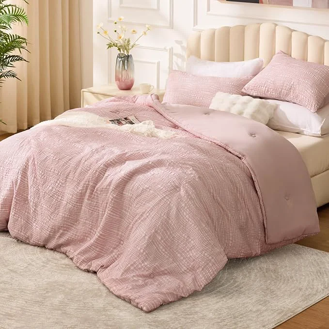 Fine BEDELITE Blush Pink Twin Comforter Set – 2 Peices Boho Tufted Jacquard Bedding Comforter Sets Lightweight Soft amp Warm Twin Bedding Sets with 1 Pillowcase for All Season Durable