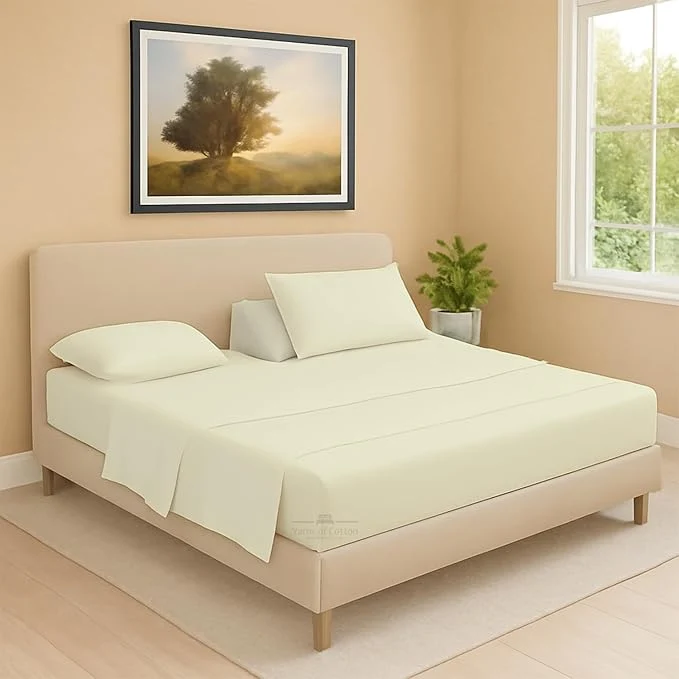 Verified Split Head Flex 2 Qty Fitted Sheet for Adjustable Bed Cal King 36 quot Split Down from The Top Egyptian Cotton 600 Thread Count 18 quot Deep Pocket Super Soft Wrinkle Ivory Contemporary