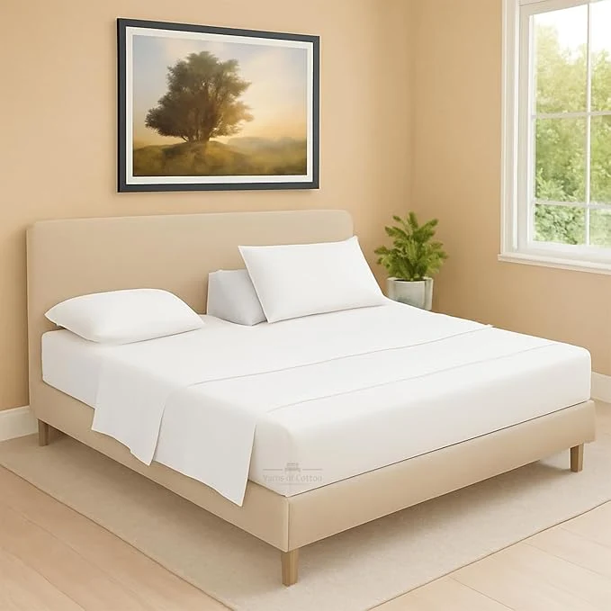 Fine Crafted Split Head Flex 1 Qty Fitted Sheet for Adjustable Bed King 39 quot Split Down from The Top Egyptian Cotton 600 Thread Count 18 quot Deep Pocket Super Soft Wrinkle White Exclusive