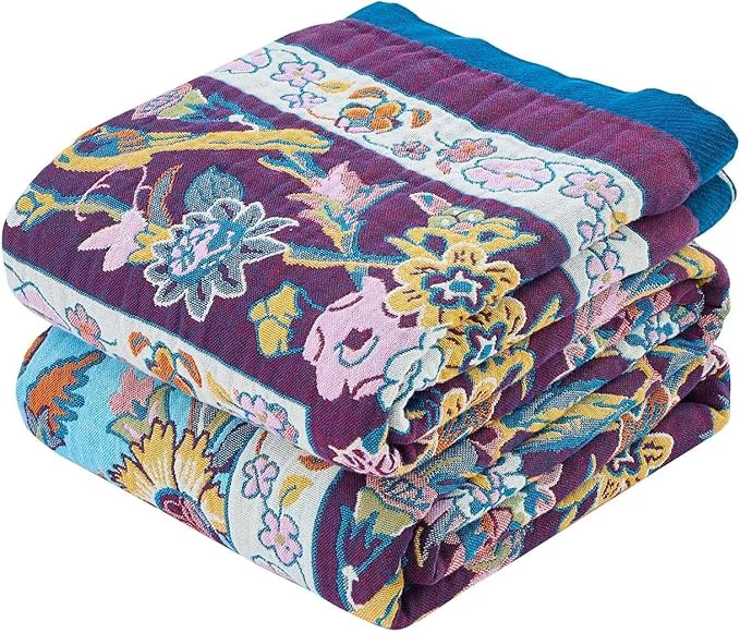 Detailed Fall Blanket for Bed Cotton Soft Rustic Boho Throw Blanket Quilt 60 quot x80 quot Farmhouse Decor Bed Flower Blankets Light Weight Reversible Bohemian Throw Quilt Crafted