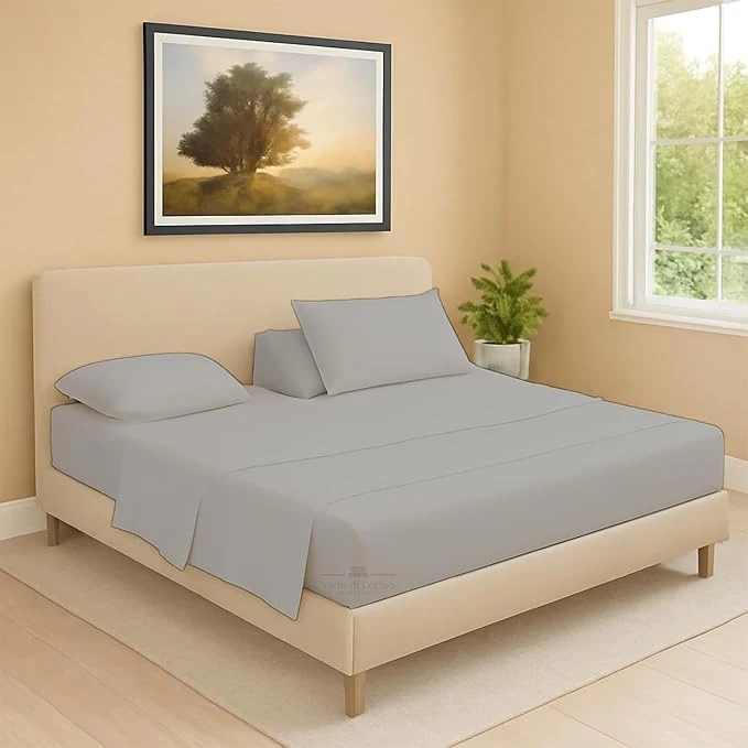 Excellent Split Head Flex 2 Qty Fitted Sheet for Adjustable Bed Queen 36 quot Split Down from The Top Egyptian Cotton 600 Thread Count 18 quot Deep Pocket Super Soft Wrinkle Light Grey Powerful
