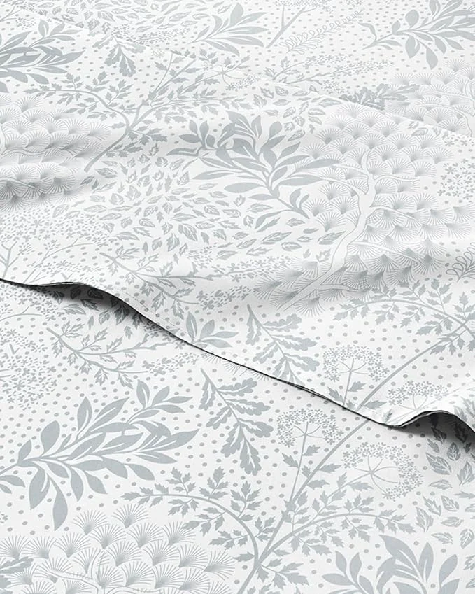 Functional Floral Sheets – Grey Floral Bed Sheet Set – 1 Flat 1 Fitted amp 2 Pillowcases w Deep Pockets – Comfy Wrinkle amp Fade – Boho Botanical Bedding – Ultra-Soft Breathable amp Cooling – Full Size Innovative