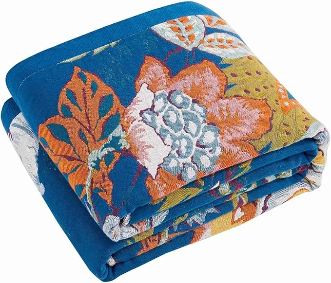 Elite Boho Throw Blanket Blue Lightweight Blankets for Summer Cotton Bohemian Decorative Throw Blanket 50 quot x60 quot Reversible Muslin Breathable Woven Farmhouse Blankets Quilt Casual