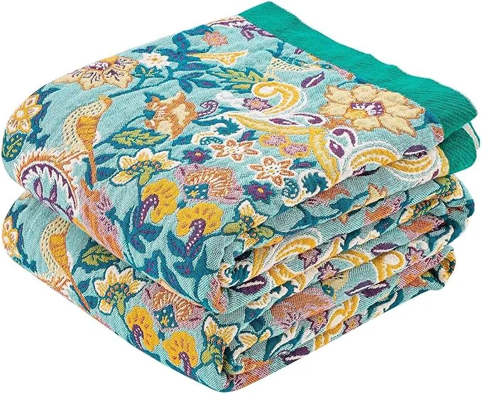 Excellent Boho Blanket Throw Quilt Cotton Soft Light Weight Throw Blankets for Summer 90 quot x98 quot Farmhouse Flower Decorative Blankets All Season Rustic Reversible Bohemian Throw Quilt Sustainable