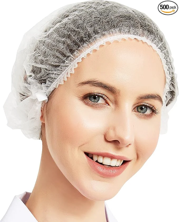Elegant ProtectX 500-Pack White Disposable Hair Nets Elastic Head Cover Bouffant Caps Sophisticated
