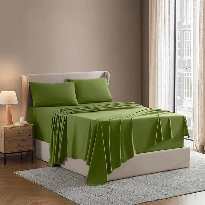 Fast Nestl King Sheet Set – Luxury 1800 Ultra-Soft Microfiber King Bed Sheets – Double Brushed – Deep Pockets – Easy Fit – 4 Piece Set – Bedding Sheets amp Pillowcases King Calla Green Professional