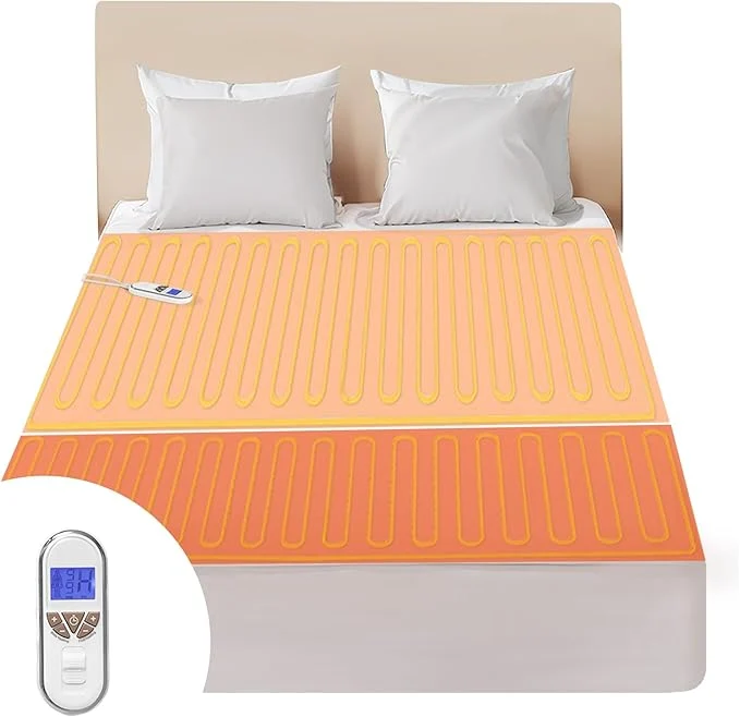 Green Bwarm Premium Multi-Zone Electric Heated Mattress Pad Twin XL Size 39 quot x 80 quot 9 Heat Settings 1-12 Hours Auto Off Individual Body and Feet Settings Removable Comfort Layer Machine Washable Easy-to-Use