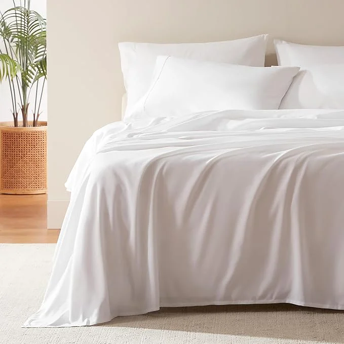 Exceptional SLEEP ZONE Queen Sheet Set-4 Pieces Soft Queen Size Sheets Breathable amp Cooling Bed Sheets Set Easy Care Includes 1 Fitted Sheet 1 Flat Sheet and 2 Pillowcases Deep Pocket 16 quot White Queen Selected