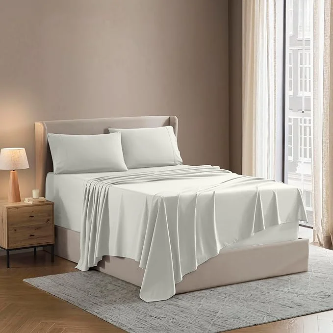 Certified Nestl California King Sheet Set – 1800 Ultra-Soft Microfiber Cal King Bed Sheets – Double Brushed – Deep Pockets – Easy Fit – 4 Piece Set – Bed Sheets California King Off White Organic