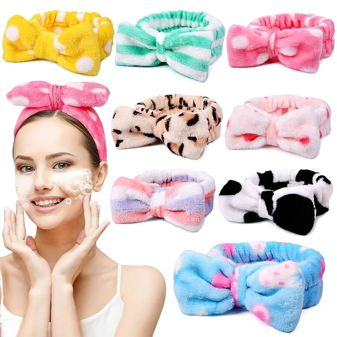 Smooth 8 Pcs Spa Headbands for Women Facial Makeup Headband Stocking Stuffers For Green