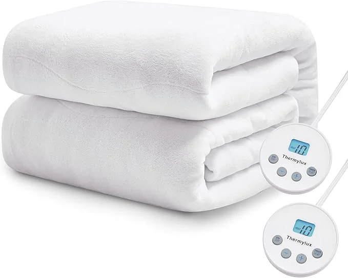 Elite Electric Mattress Pad Queen Size Quilted Wave 10 Heat Settings amp Dual Control with 12 Hour Auto Off Deep Pocket Fits up to 18 quot Coral Fleece Bed Warmer ETL Machine Washable 60 quot x80 quot Pure