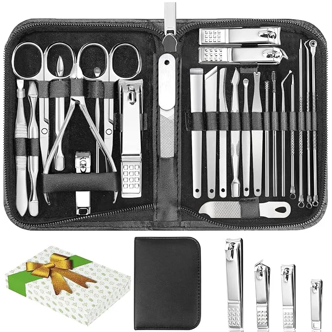 High-Quality 26-Piece Professional Manicure and Pedicure Kit Nail Clippers Set Stainless Organic