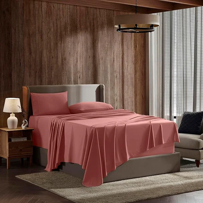 Reliable Nestl Full XL Sheet Set – Luxury 1800 Ultra-Soft Microfiber Full Extra Long Bed Sheets – Double Brushed – Deep Pockets – Easy Fit – 4 Piece Set – Bedding Sheets amp Pillowcases Full XL Pink Clay Trendy