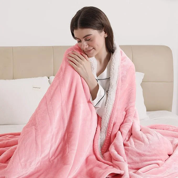 Dependable ESTINGO Twin Heated Blanket 62 quot x84 quot Electric Blanket Twin Size with ETL amp FCC Certification Fast Heating Blanket with 5 temperatures amp 10 Hours Auto Off Machine Washable Pale Pink Breathable