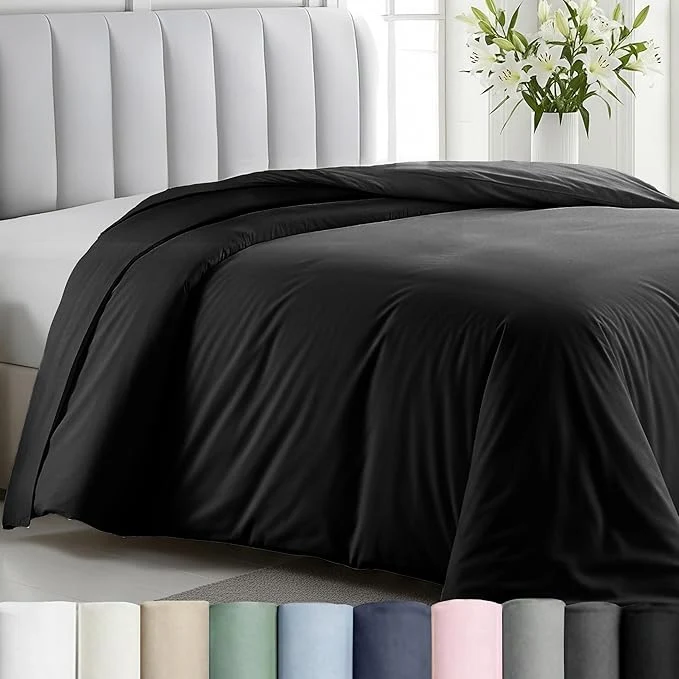 Trusted California Design Den Duvet Cover Queen Size Full Size Only – Premium 400 Thread Count Natural Cotton Comforter Cover Queen Size Soft Sateen Weave Button Closure and Corner Ties – Black Certified