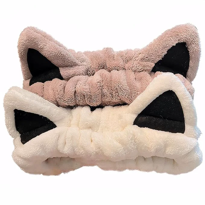 Premium Material 2 Pcs Cat Ears Headband Cute Spa Headbands Selected