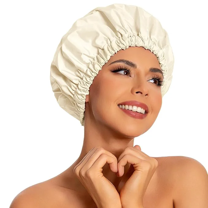 Innovative Reusable Shower Cap for Women Large Waterproof Shower Bonnet Responsible