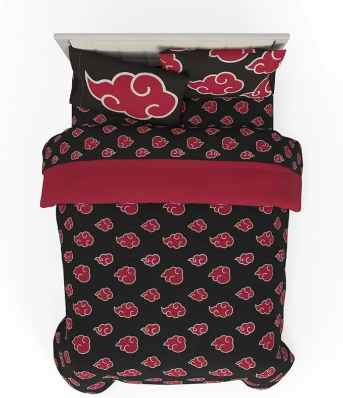 Luxury Collectibles Naruto Anime Akatsuki Bedding 7 Piece Super Soft Reversible Comforter and Sheet Set with Sham Queen ly Licensed Product By Franco Exclusive