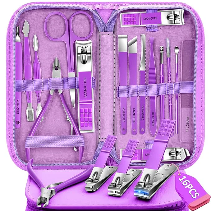 Reliable Manicure Set 16Pcs Professional Stainless Steel Pedicure Kit Mens Grooming Kit Lightweight