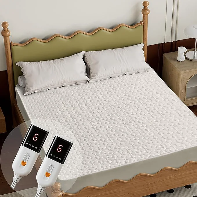 Reusable Gotcozy Heated Mattress Pad Califonia King Size Dual Control – Electric Mattress Pad Fit up to 15 with 6 Heat Setting amp 10 Hour Auto Off ETL Machine Washable White User-Friendly