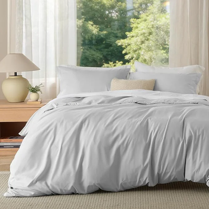 Contemporary Bedsure Duvet Cover Full Size – Soft Double Brushed Bedding Set for Kids amp Adults Zipper Closure 3 Pieces Includes 1 Duvet Cover 80 quot x90 quot amp 2 Pillow Shams NO Comforter Silver Grey Effective