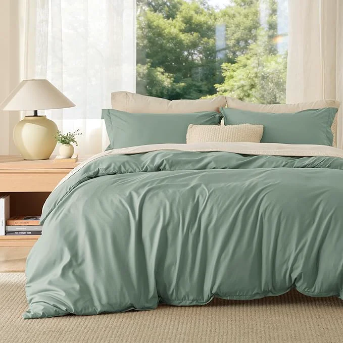 Fine Bedsure Duvet Cover Queen Size – Soft Double Brushed Bedding Set for Kids amp Adults Zipper Closure 3 Pieces Includes 1 Duvet Cover 90 quot x90 quot amp 2 Pillow Shams NO Comforter Sage Green Efficient