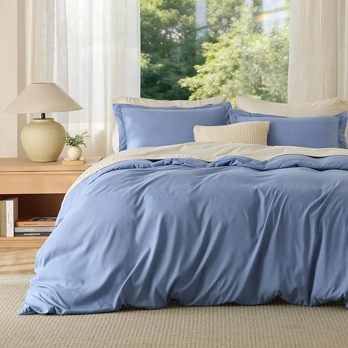 Classic Bedsure Duvet Cover Full Size – Soft Double Brushed Bedding Set for Kids amp Adults Zipper Closure 3 Pieces Includes 1 Duvet Cover 80 quot x90 quot amp 2 Pillow Shams NO Comforter Slate Blue Sophisticated