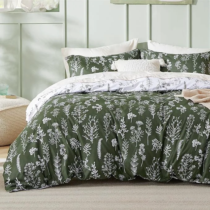 Next-Generation Bedsure Duvet Cover King Size – Reversible Bronze Green King Duvet Cover Set with Zipper Closure 3 Pieces Floral Patterned Bedding Set with 8 Corner Ties and 2 Pillow Shams Exclusive