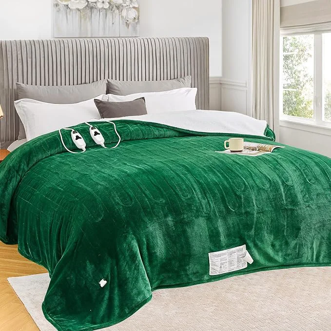 Modern greenoak Heated Blanket Electric King Size 100 quot X90 quot Dual Control Heating Blanket with 10 Heat Levels 8 Hours Auto-Off Fleece Soft Gifts for Grandma Seniors Mom Mint Green Advanced