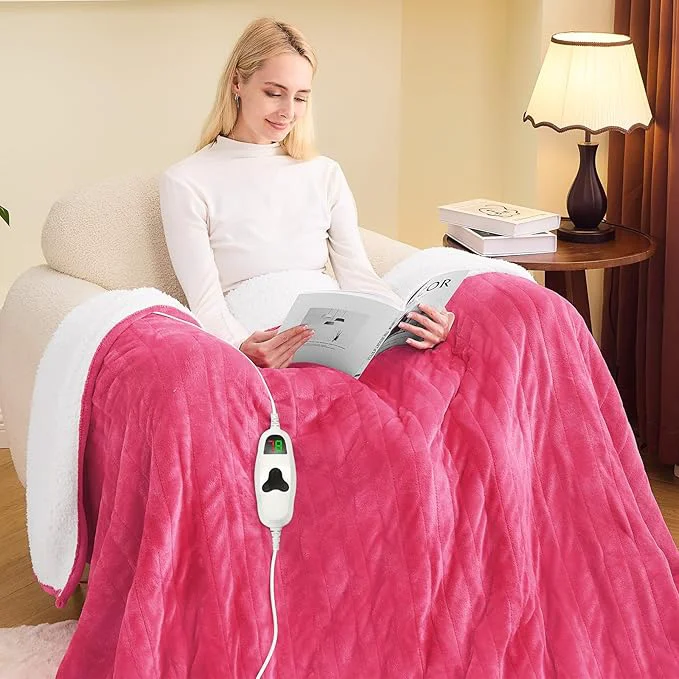 Smart greenoak Heated Blanket Electric Twin 62 quot X84 quot Heating Blanket with 10 Heat Levels 1 2 4 6 8 Hours Auto-Off Fleece Soft Christmas Blanket Birthday Gifts for Teen Girls Mom Coral Pink Authentic
