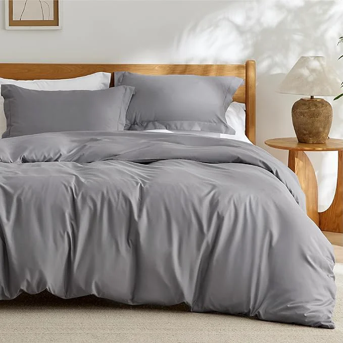 Elegant Bedsure Duvet Cover King Size – Soft Double Brushed Bedding Set for Kids amp Adults Zipper Closure 3 Pieces Includes 1 Duvet Cover 104 quot x90 quot amp 2 Pillow Shams NO Comforter Grey Recyclable