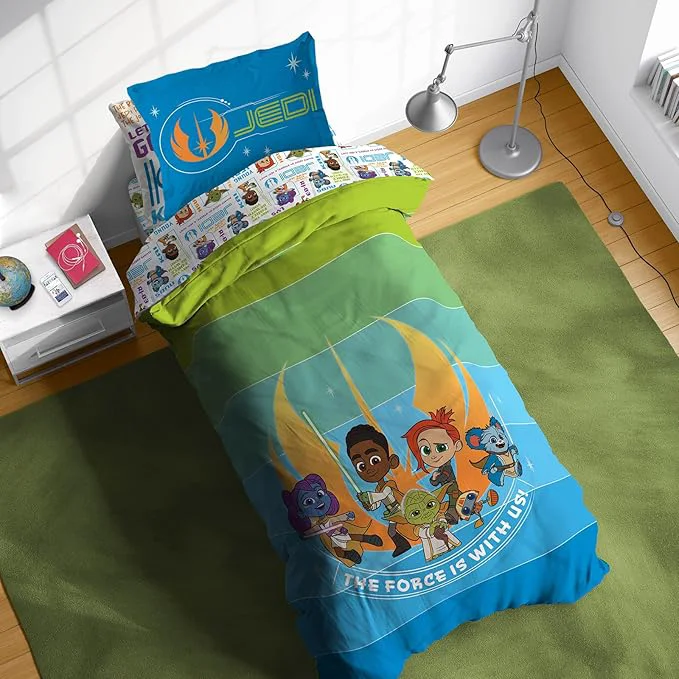Artisan Sunny Side Up Star Wars Young Jedi Adventures Twin Comforter Set – 5 Piece Kids Bedding Includes Comforter Sheets amp Pillow Cover – Super Soft Microfiber Bed Set Responsible