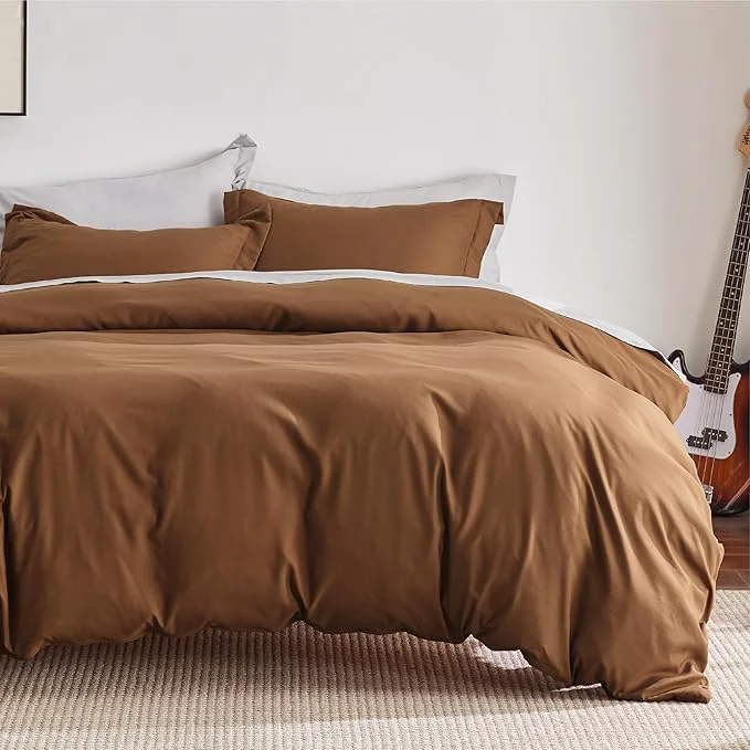 Unique Bedsure Duvet Cover King Size – Soft Double Brushed Bedding Set for Kids amp Adults Zipper Closure 3 Pieces Includes 1 Duvet Cover 104 quot x90 quot amp 2 Pillow Shams NO Comforter Brown First-Class