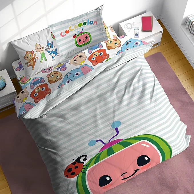 Fashionable CoComelon Full Size Comforter Set – 7 Piece Kids Bedding Includes Comforter Sheets amp Pillow Cover – Super Soft Microfiber Animal Bed Set Genuine