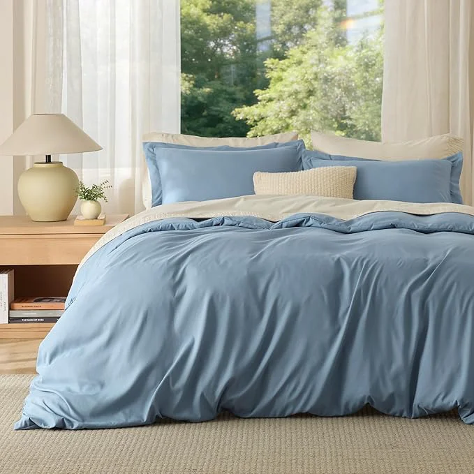 Long-Lasting Bedsure Duvet Cover California King Size – Soft Double Brushed Bedding Set for Kids amp Adults Zipper Closure 3 Pieces Includes 1 Duvet Cover 104 quot x98 quot amp 2 Pillow Shams NO Comforter Mineral Blue Superior