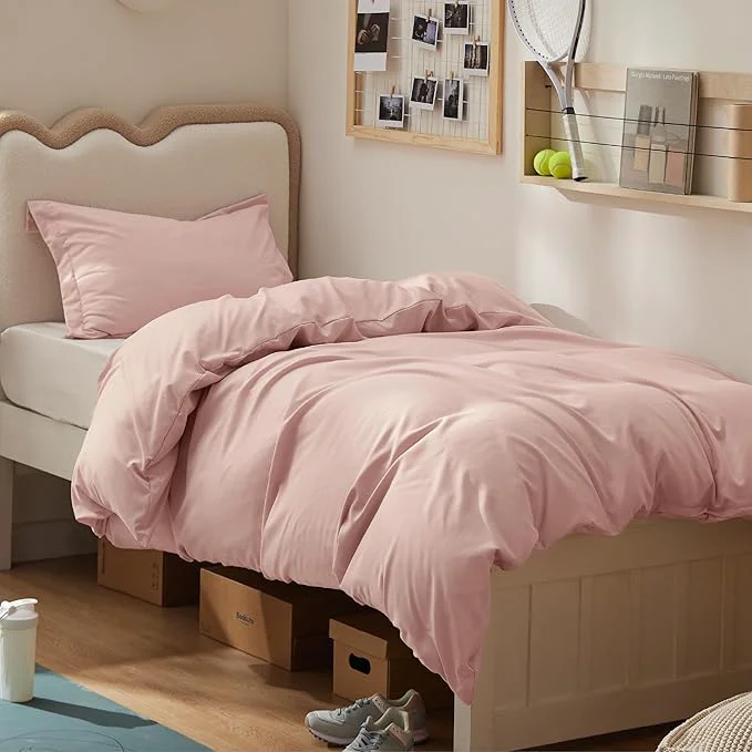 Verified Bedsure Duvet Cover Twin Twin XL Size – Soft Double Brushed Bedding Set for Kids amp Adults Zipper Closure 2 Pieces Includes 1 Duvet Cover 68 quot x90 quot amp 1 Pillow Sham NO Comforter Blush Pink Selected