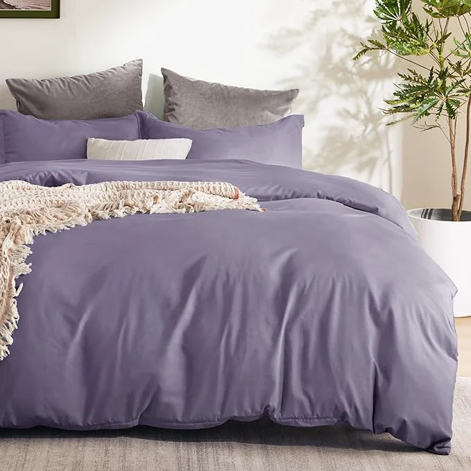 Green Bedsure Duvet Cover Queen Size – Soft Double Brushed Bedding Set for Kids amp Adults Zipper Closure 3 Pieces Includes 1 Duvet Cover 90 quot x90 quot amp 2 Pillow Shams NO Comforter Grayish Purple Superior