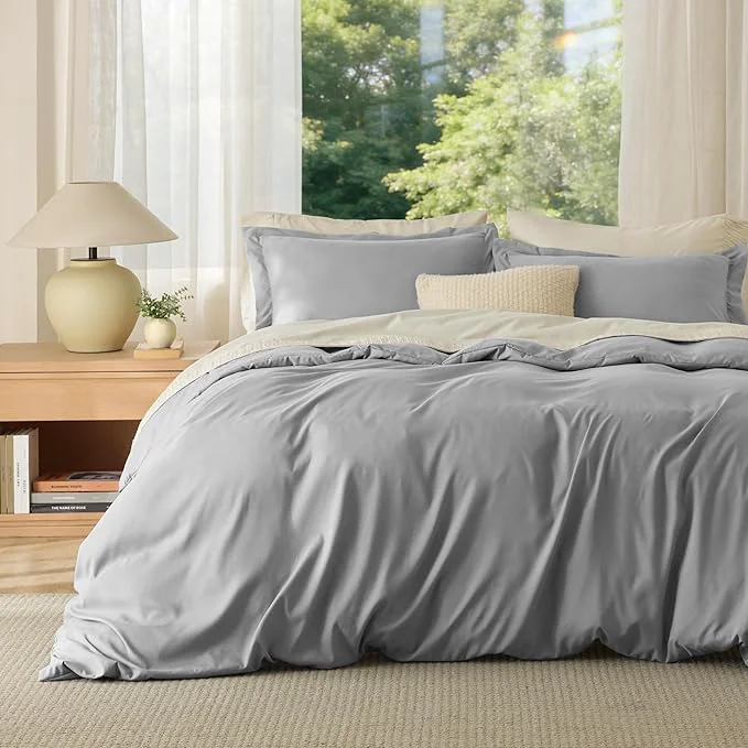 Selected Bedsure Duvet Cover Oversized King Size – Soft Double Brushed Bedding Set for Kids amp Adults Zipper Closure 3 Pieces Includes 1 Duvet Cover 120 quot x98 quot amp 2 Pillow Shams NO Comforter Grey Exclusive