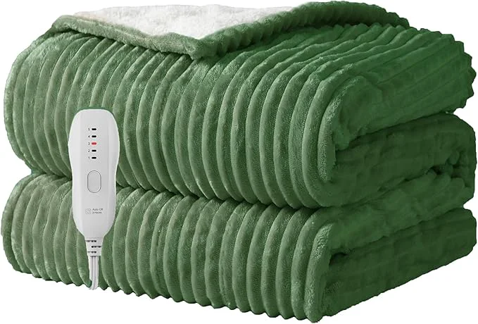 Smart Heated Blanket Electric Blanket Throw 50 X60 -Heating Throw with 5 Heat Settings-3 Hours Auto Off ETL Machine Washable Emerald Green Detailed