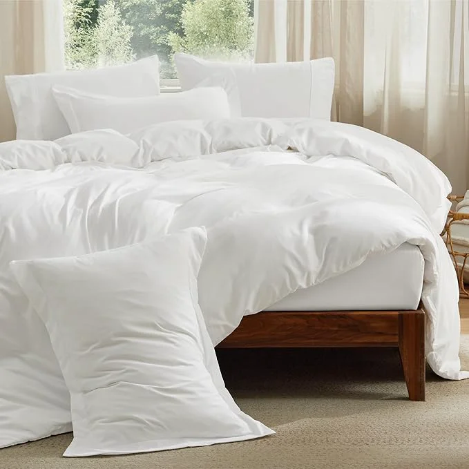 High-Quality Bedsure Duvet Cover with Fitted Sheet King – 6 Pieces Deep Pocket Hotel Luxury Soft Double Brushed Bedding Set 1 Duvet Cover 1 Fitted Sheet 2 Pillow Shams 2 Pillowcases NO Comforter White Superior