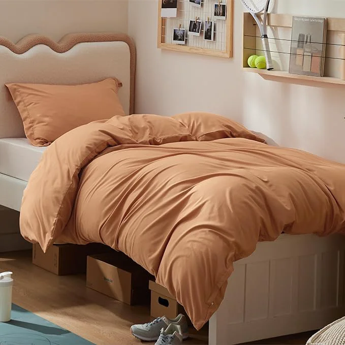 Trendy Bedsure Duvet Cover Twin Twin XL Size – Soft Double Brushed Bedding Set for Kids amp Adults Zipper Closure 2 Pieces Includes 1 Duvet Cover 68 quot x90 quot amp 1 Pillow Sham NO Comforter Burnt Orange Fast
