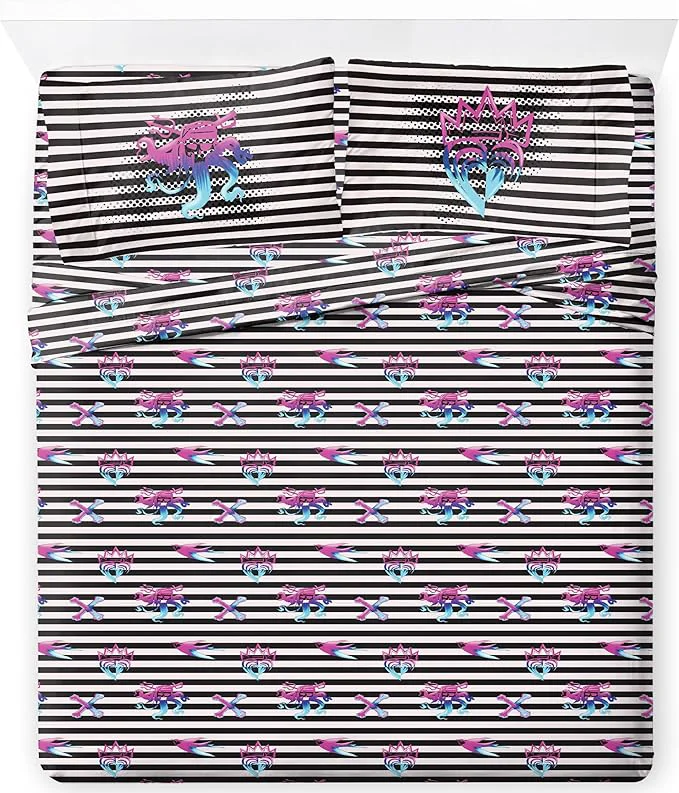 Environmentally Friendly Jay Franco Kids Sheet Set with Fitted Flat Sheets amp Pillow Cover – Ultra-Soft Bedding with Pillowcase for Room Decor Multi Color – Descendants 4 Piece Full Fine Crafted